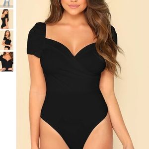 Sweetheart Neckline Puff Sleeve Bodysuit SHEIN